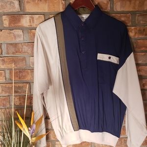 Vintage Alexxus Men's Quarter Button-Down, LS Polo.